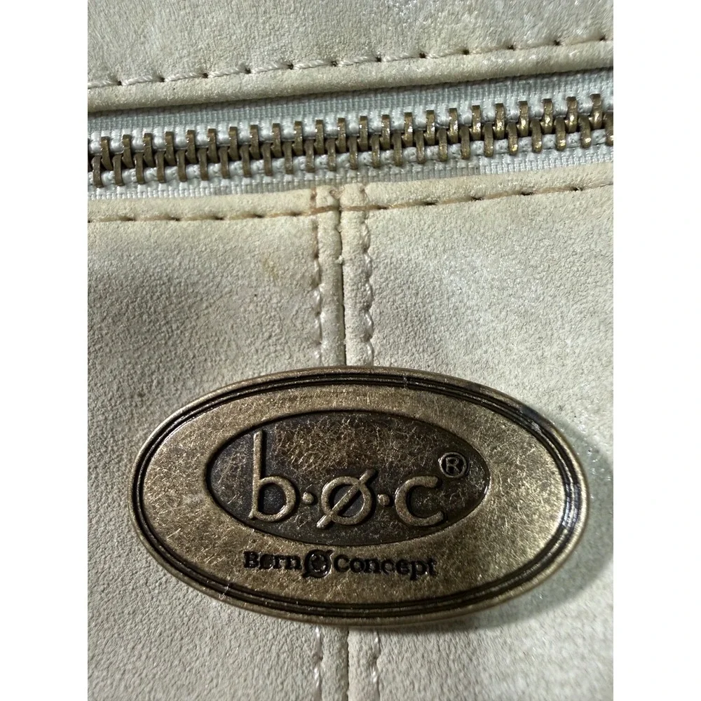 B.O.C. Born Concept Cream Faux Leather Shoulder Bag Tote Off-White Coastal Boho‎